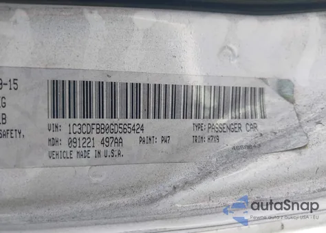 2016 Dodge Dart Sxt z USA, uszkodzony, nr VIN 1C3CDFBB0GD565424